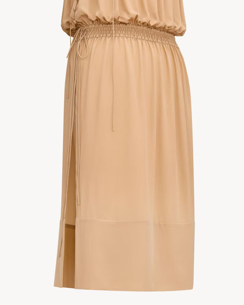 ROBE MIDI BALLON EN CREPE DE CHINE DE SOIE