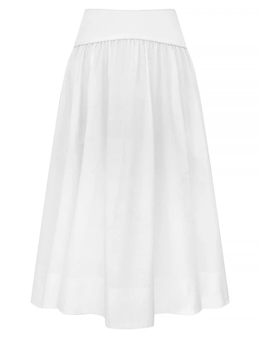 JUPE MIDI EN POPELINE