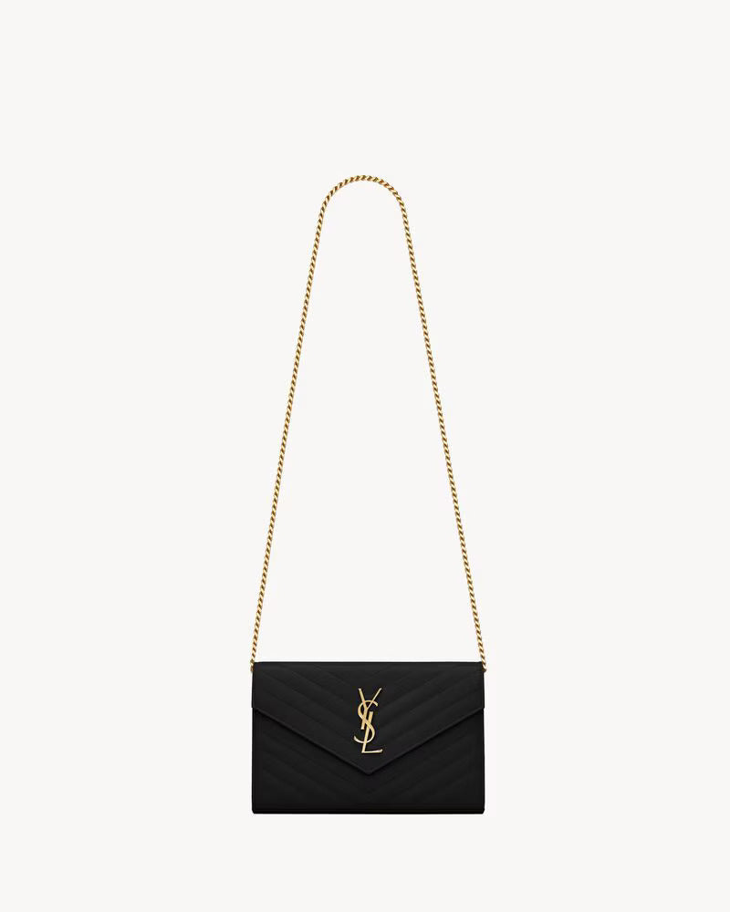 POCHETTE CASSANDRE WALLET ON CHAIN EN CUIR GRAIN DE POUDRE