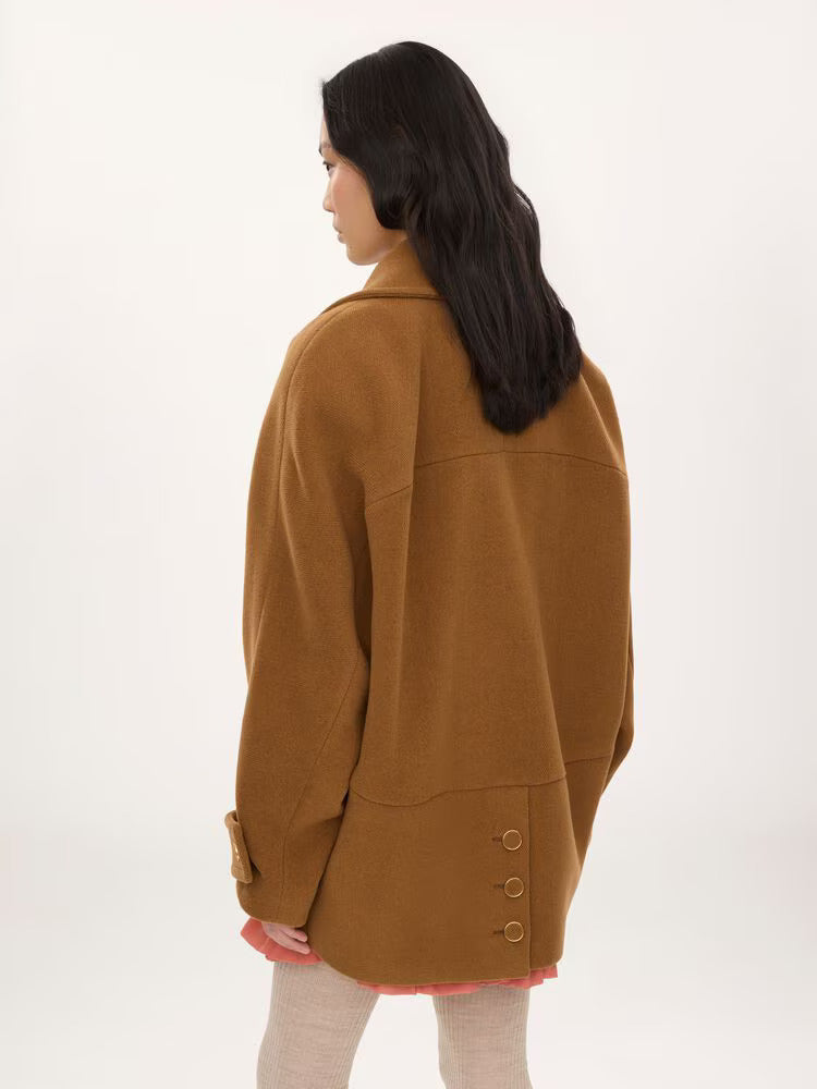 MANTEAU COURT CROISÉ EN LAINE CHEVRON