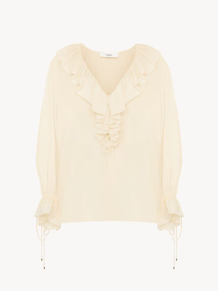 TOP COL EN CREPE DE LAINE
