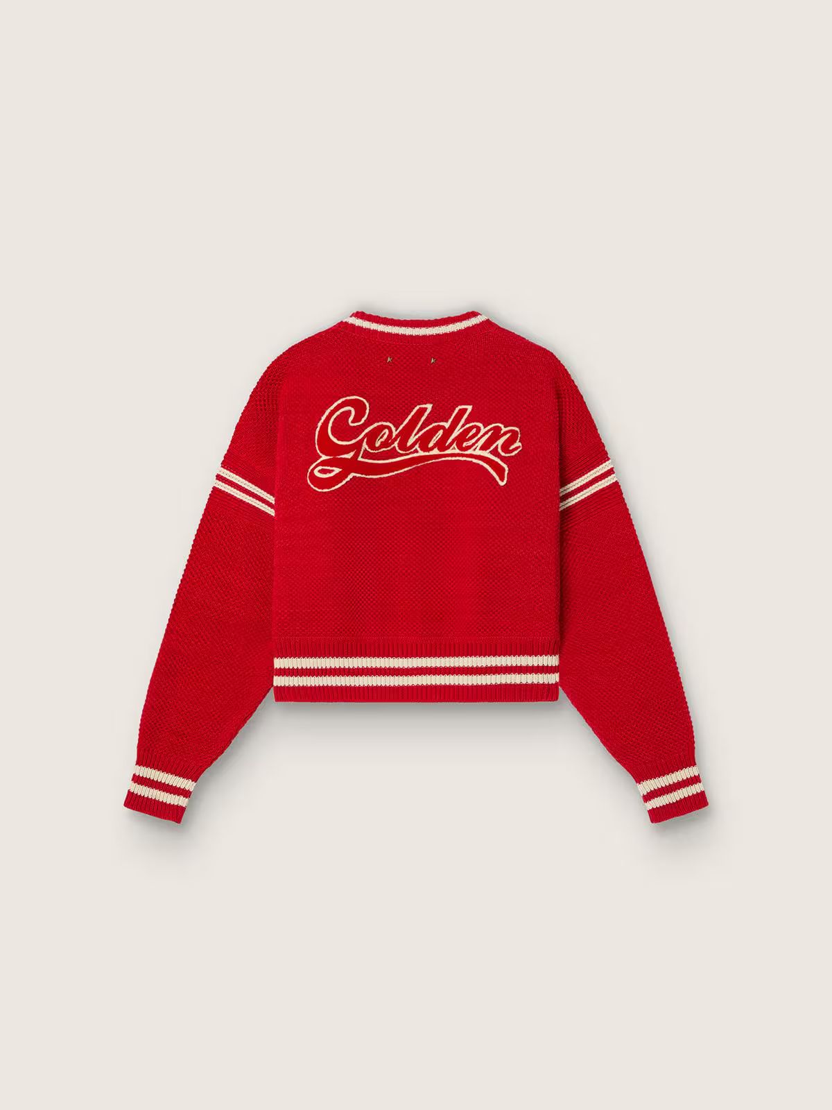 PULL BOXY EN COTON ROUGE AVEC BRODERIE