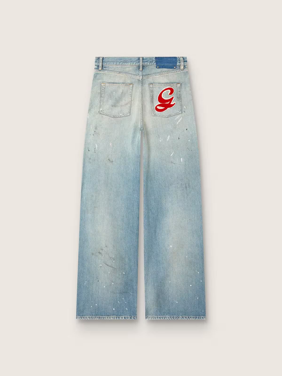 JEAN EN DENIM BLEU CIEL AVEC LOGO BRODÉ GOLDEN