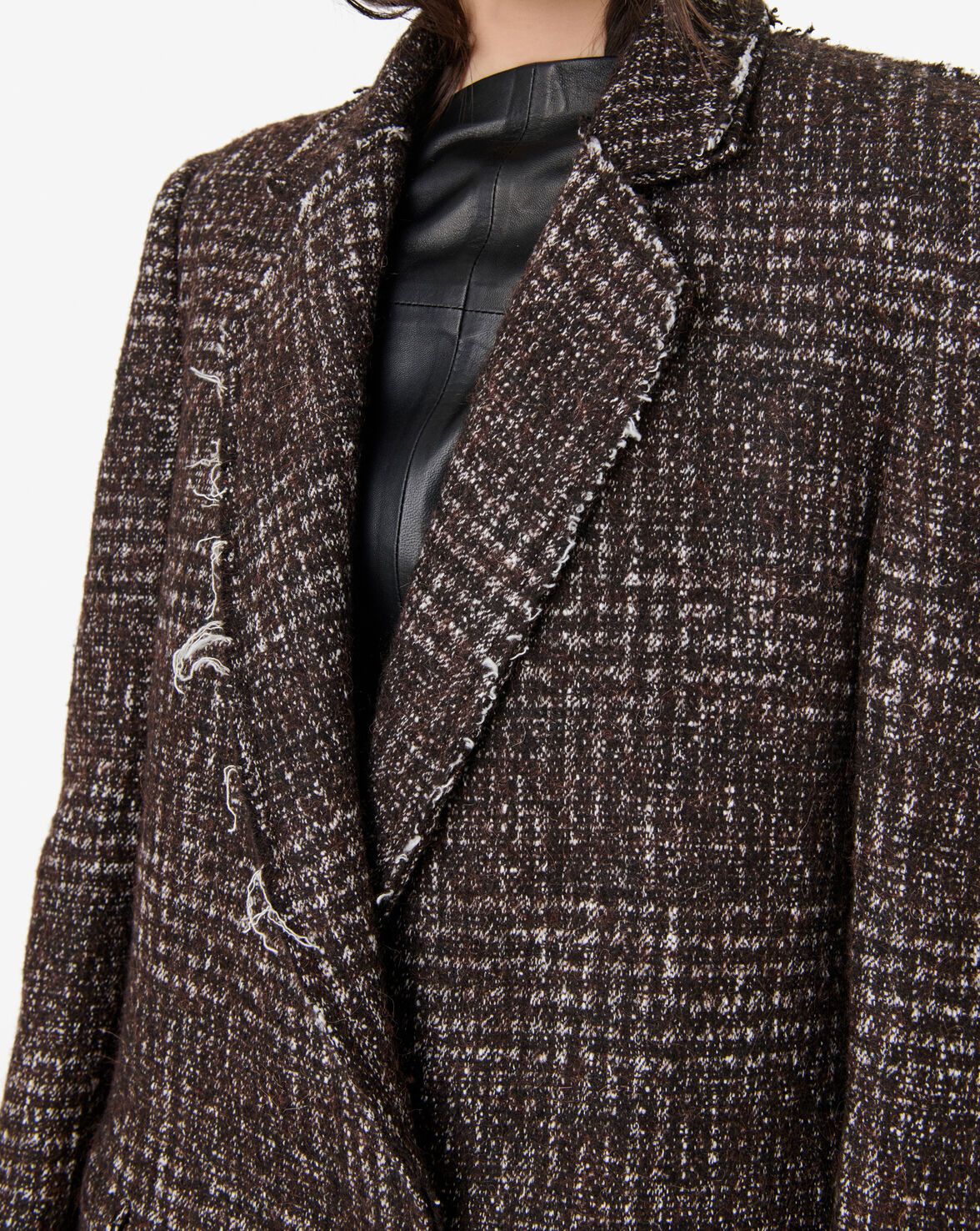 MANTEAU LONG EN TWEED EN LAINE