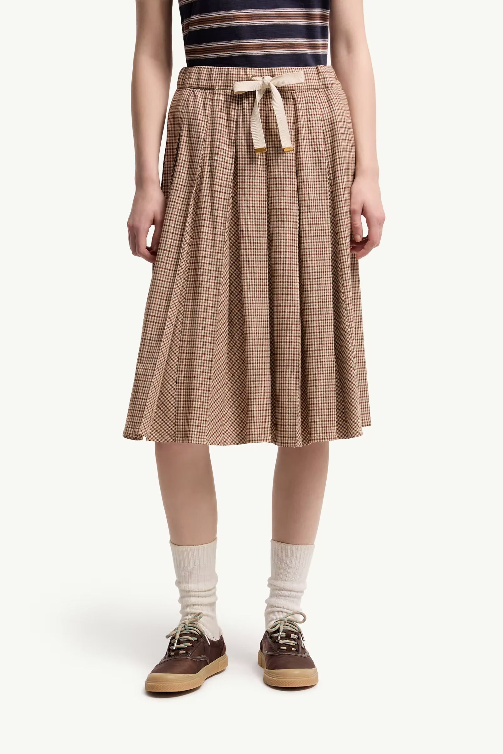 JUPE MIDI EN LAINE PETITS CARREAUX