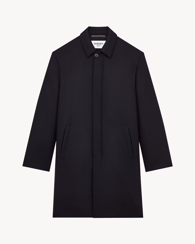 MANTEAU CAR COAT DUVET EN FLANELLE DE LAINE BROSSÉE