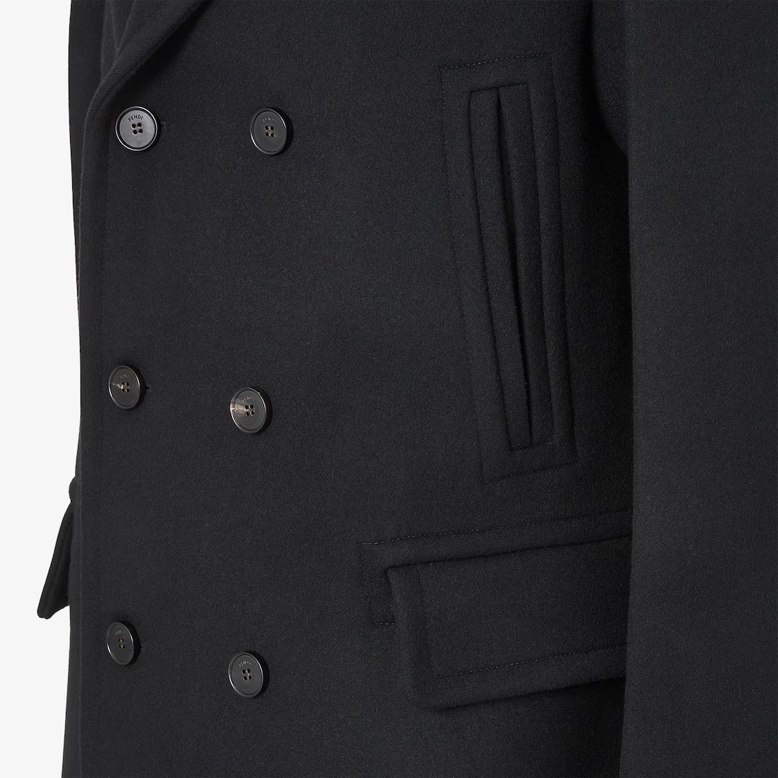 MANTEAU NOIR EN LAINE ET ANGORA