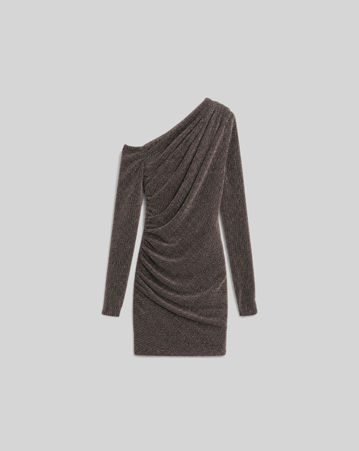 ROBE COURTE ASYMÉTRIQUE DRAPÉE À STRASS