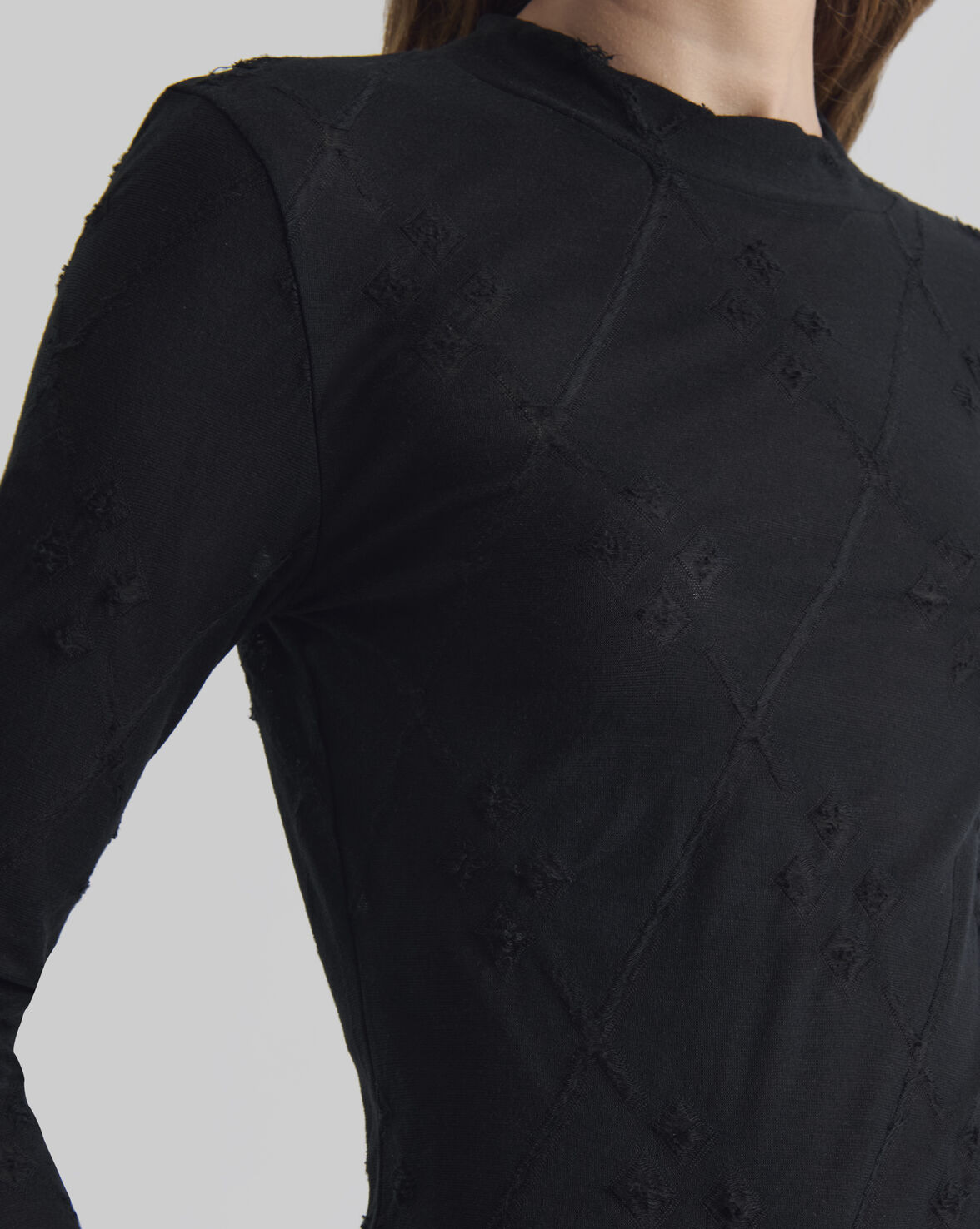 TSHIRT JACQUARD À COL MONTANT