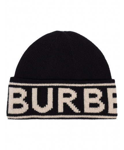 Burberry bonnet en maille intarsia à logo