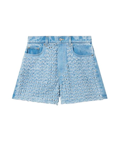 SHORT EN DENIM BOUCLE A TAILLE HAUTE