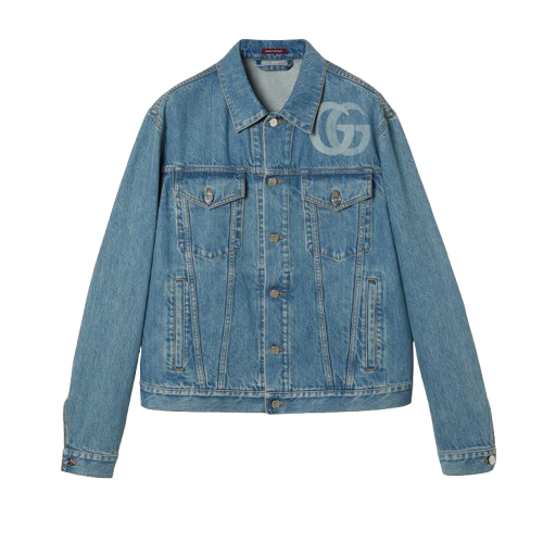 VESTE EN DENIM AVEC MOTIF DOUBLE G RÉALISÉ AU LASER