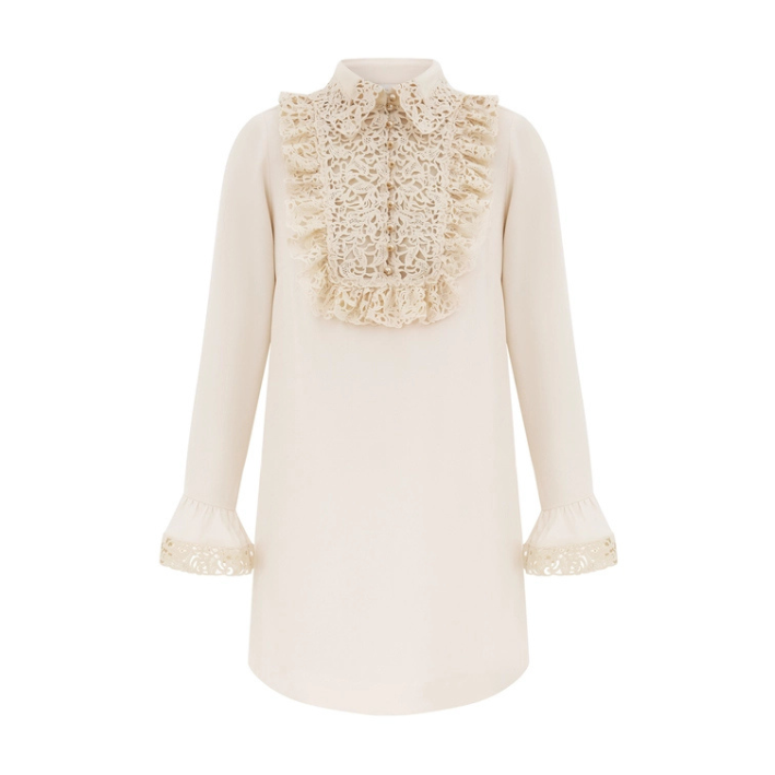 ROBE DROITE A BORDURE EN DENTELLE