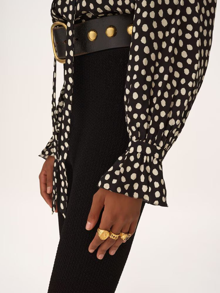 BLOUSE LAVALLIERE A VOLANTS