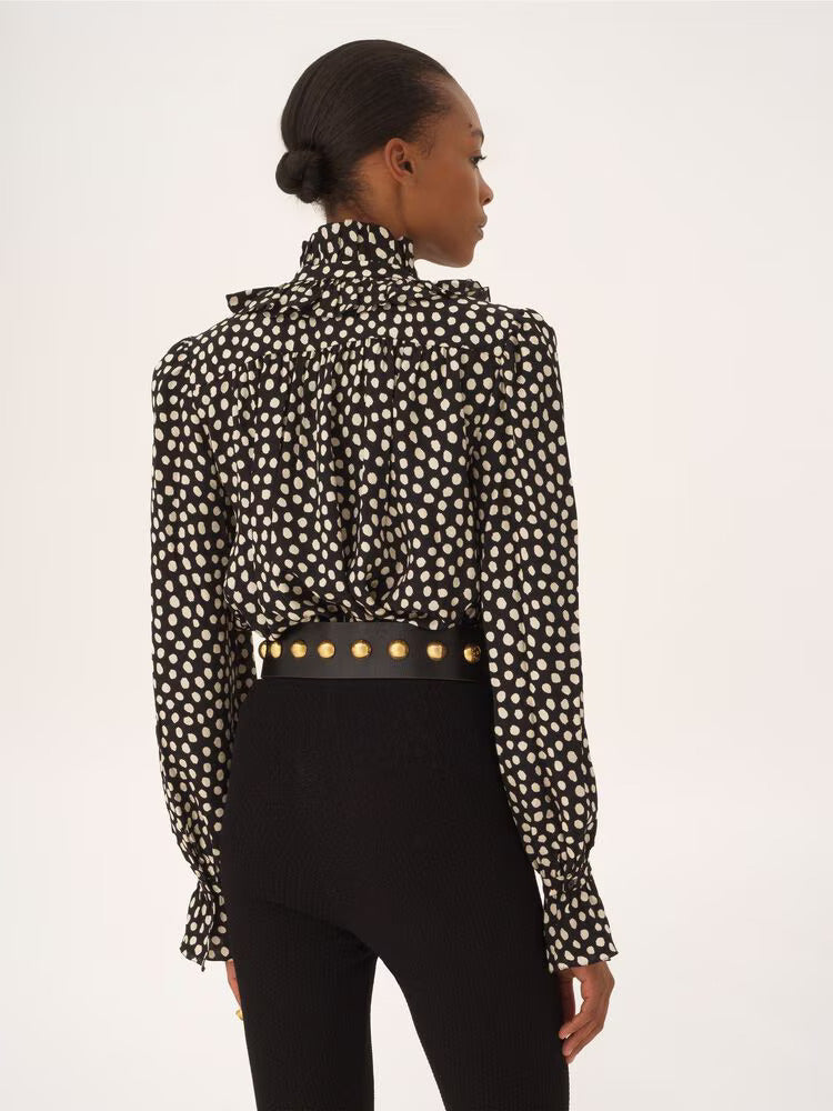 BLOUSE LAVALLIERE A VOLANTS