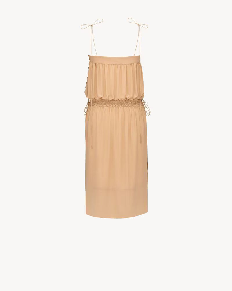 ROBE MIDI BALLON EN CREPE DE CHINE DE SOIE