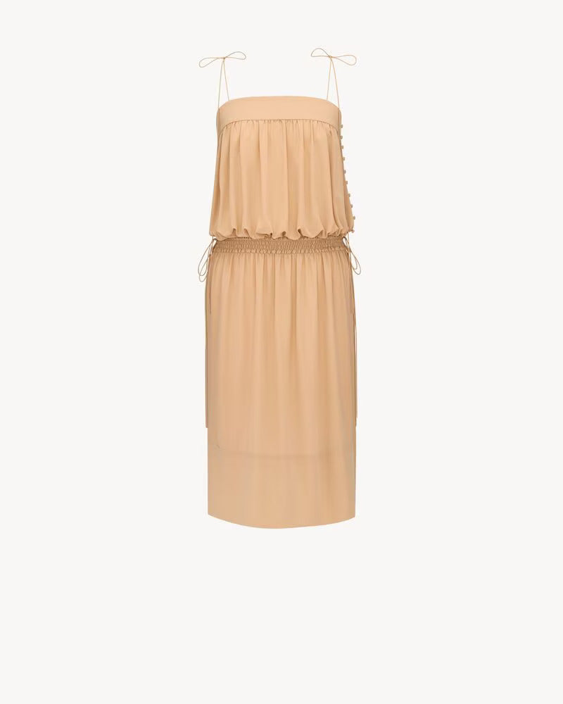 ROBE MIDI BALLON EN CREPE DE CHINE DE SOIE