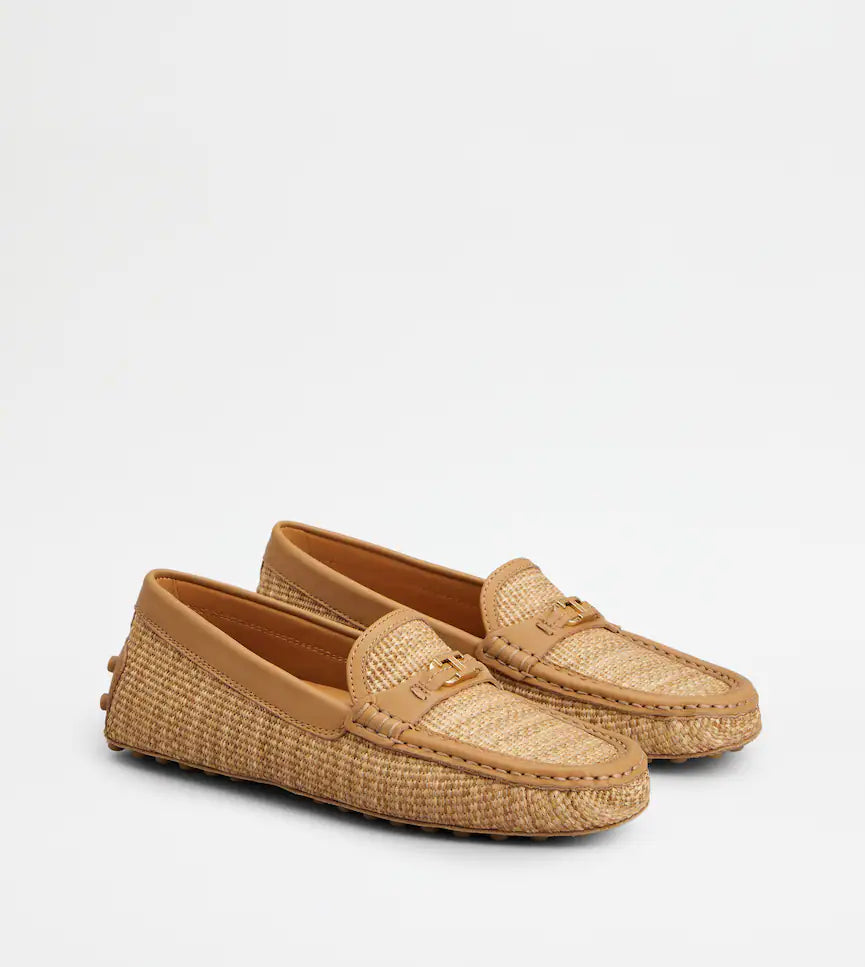 MOCASSINS GOMMINO EN RAPHIA ET CUIR