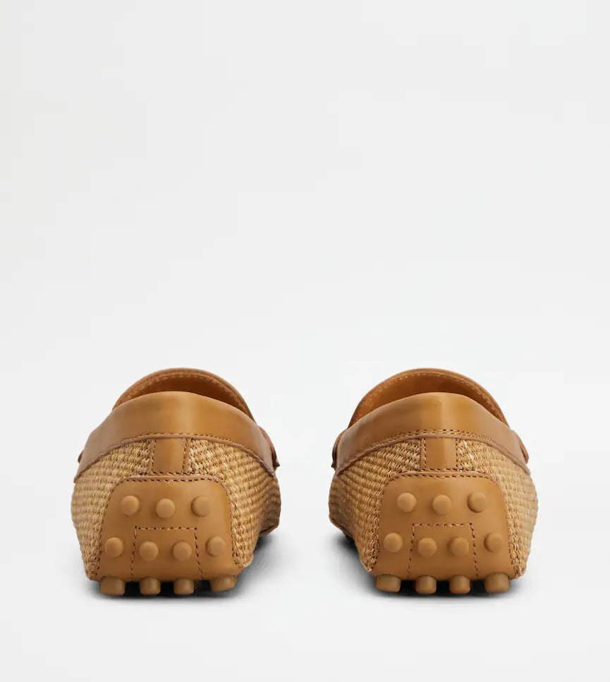 MOCASSINS GOMMINO EN RAPHIA ET CUIR
