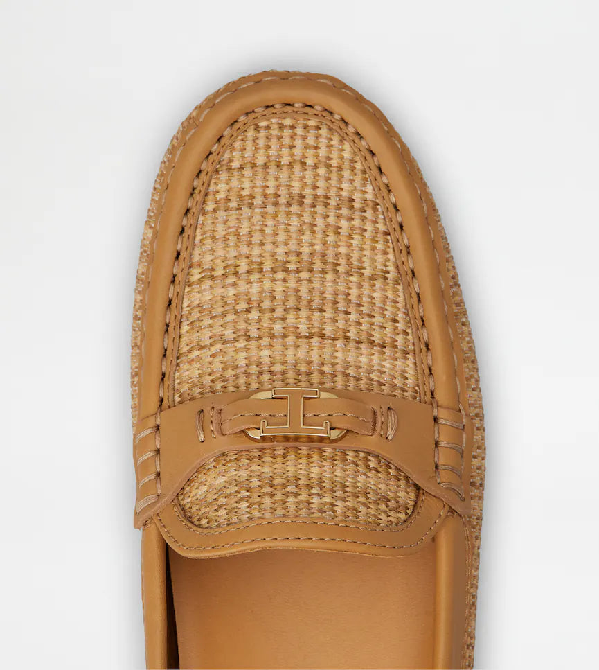 MOCASSINS GOMMINO EN RAPHIA ET CUIR