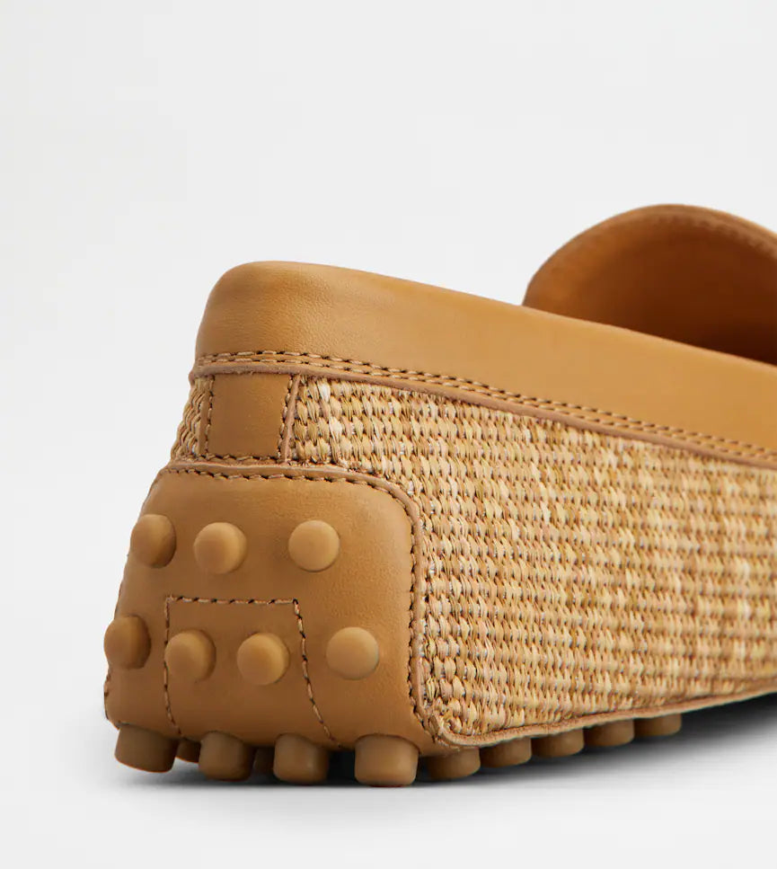 MOCASSINS GOMMINO EN RAPHIA ET CUIR