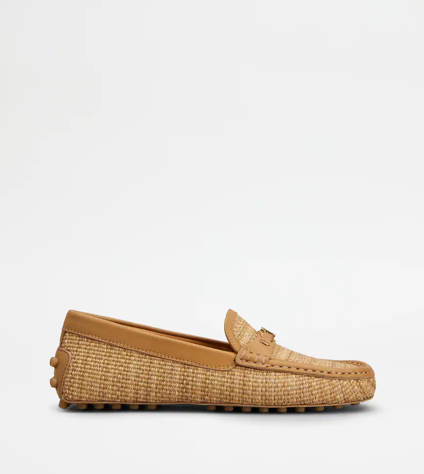 MOCASSINS GOMMINO EN RAPHIA ET CUIR