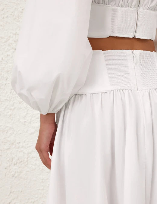 JUPE MIDI EN POPELINE