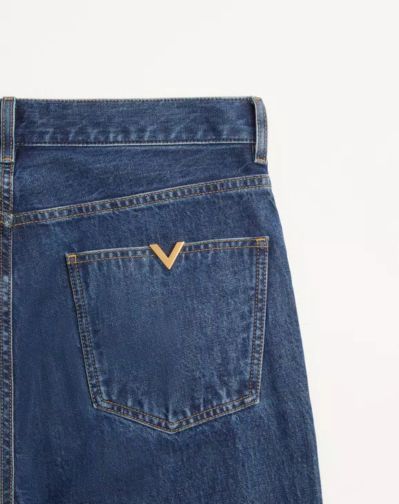 PANTALON EN DENIM AVEC VGOLD