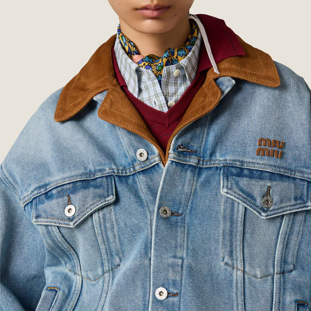 BLOUSON EN DENIM ET SUEDE