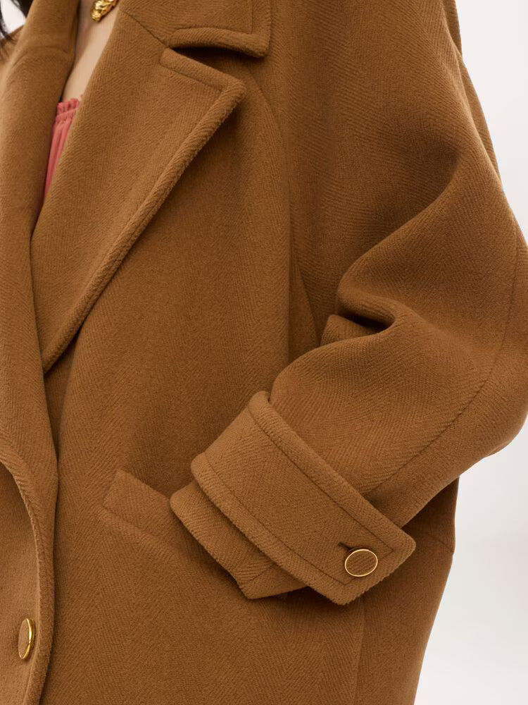 MANTEAU COURT CROISÉ EN LAINE CHEVRON