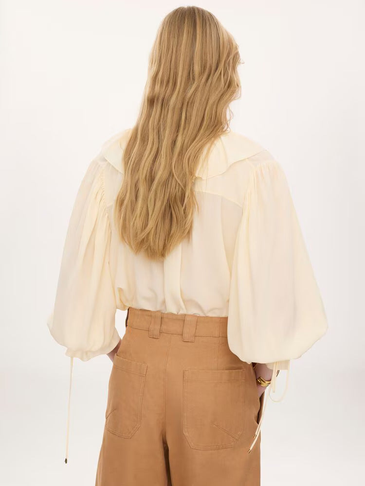 TOP COL EN CREPE DE LAINE