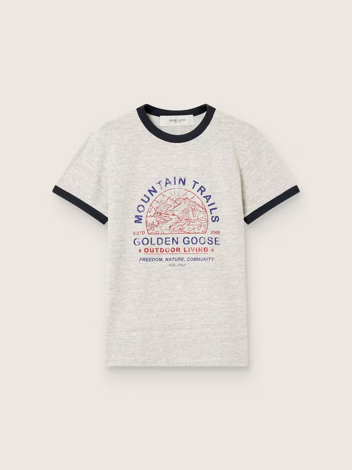 TSHIRT EN COTON GRIS CHINÉ AVEC IMPRIMÉ