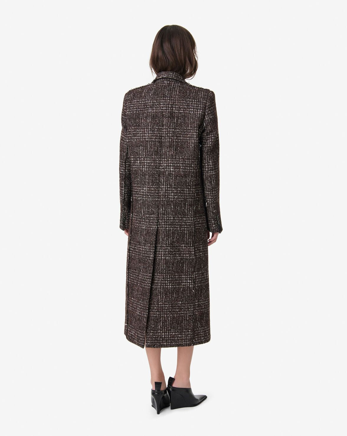 MANTEAU LONG EN TWEED EN LAINE