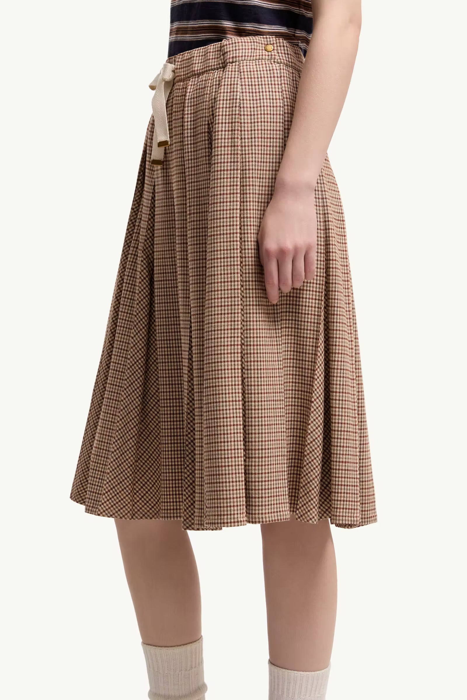 JUPE MIDI EN LAINE PETITS CARREAUX