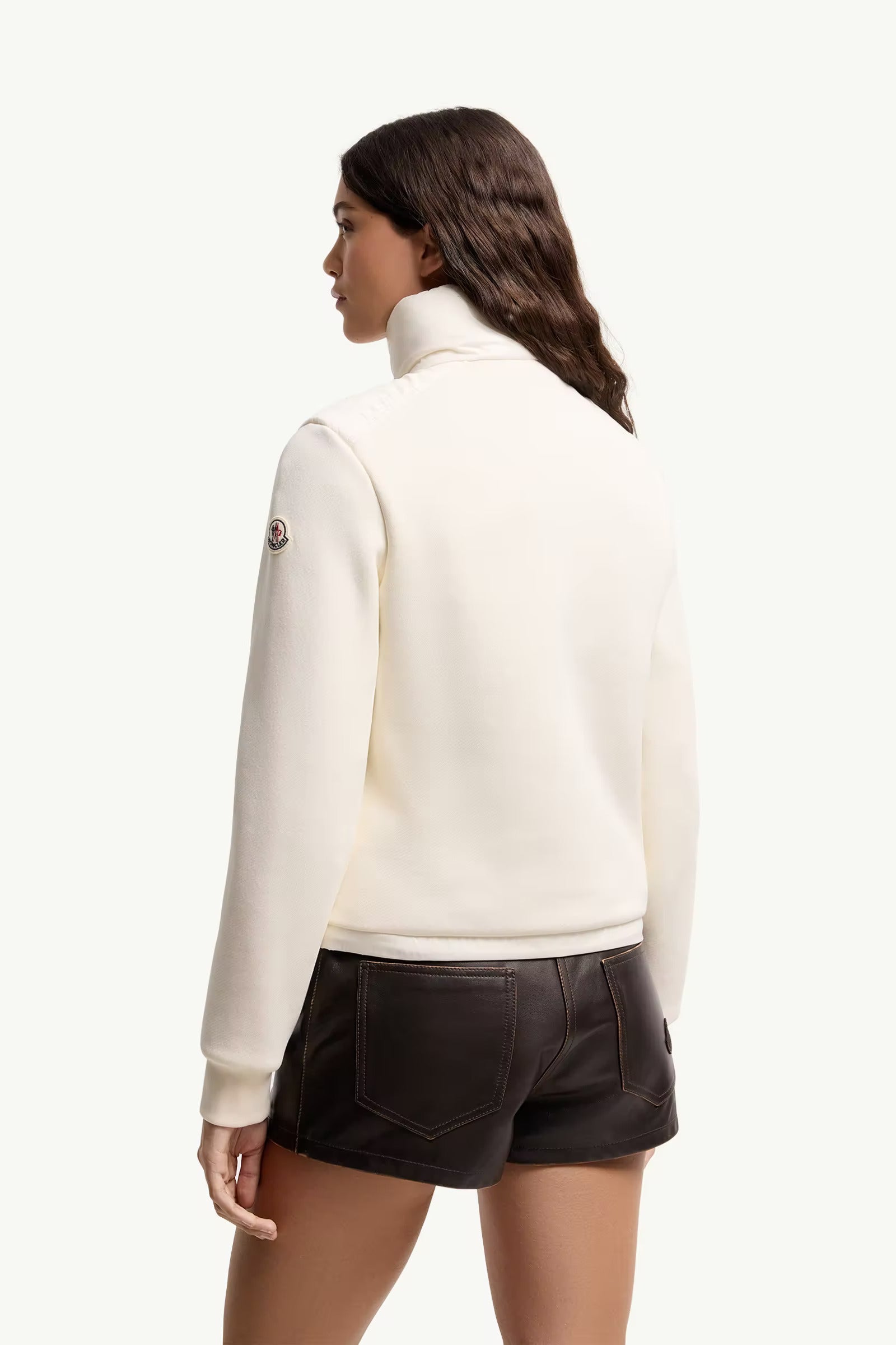 SWEAT ZIPPÉ EN COTON AVEC DEVANT EN NYLON