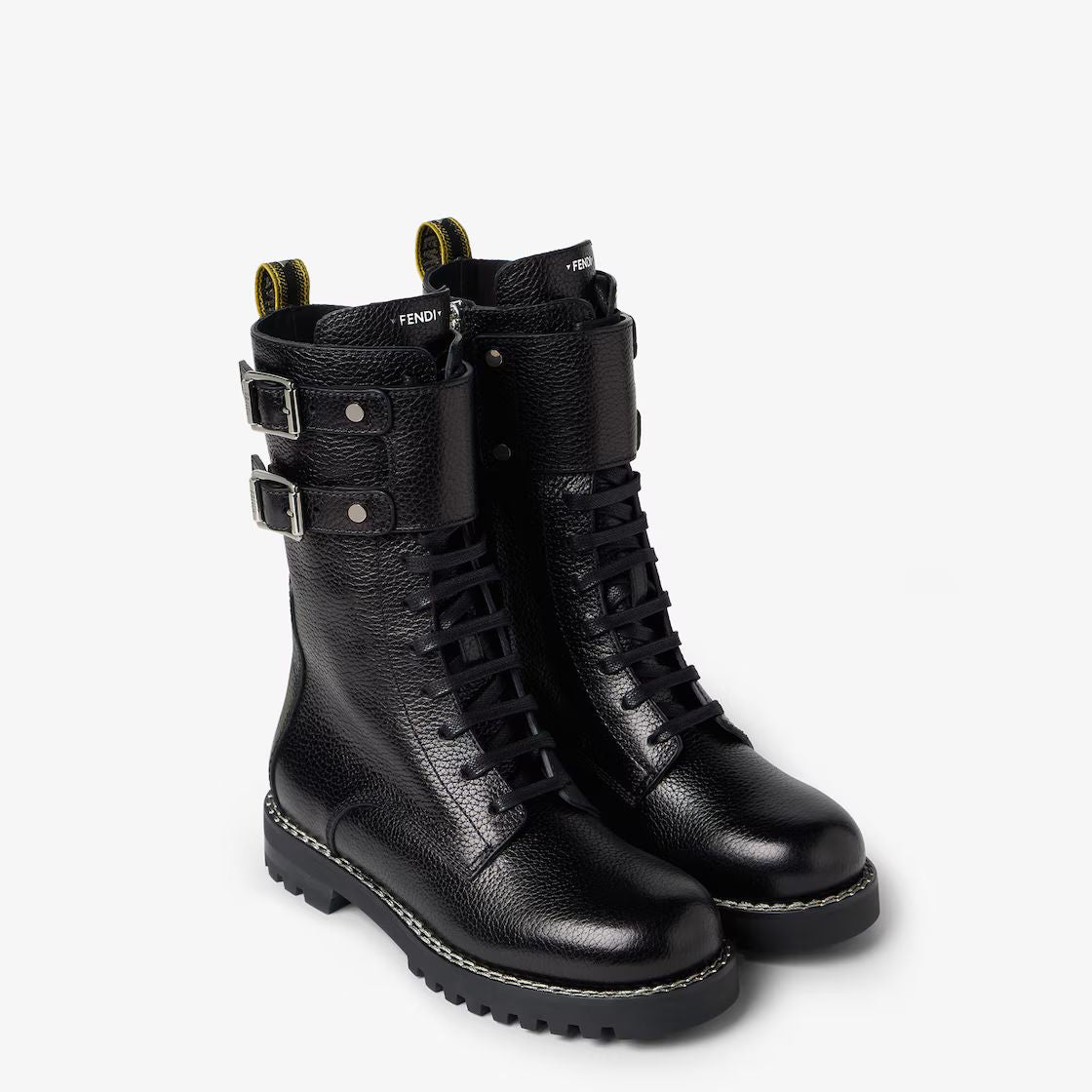 BOTTINES COMMANDO EN CUIR NOIR