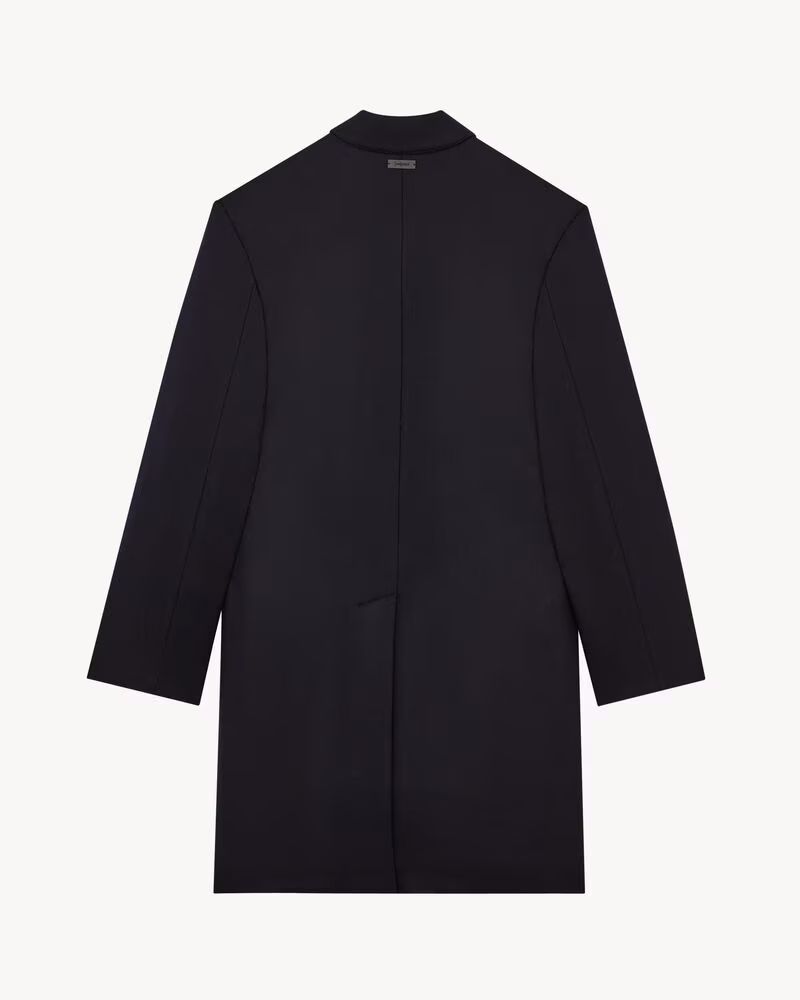 MANTEAU CAR COAT DUVET EN FLANELLE DE LAINE BROSSÉE