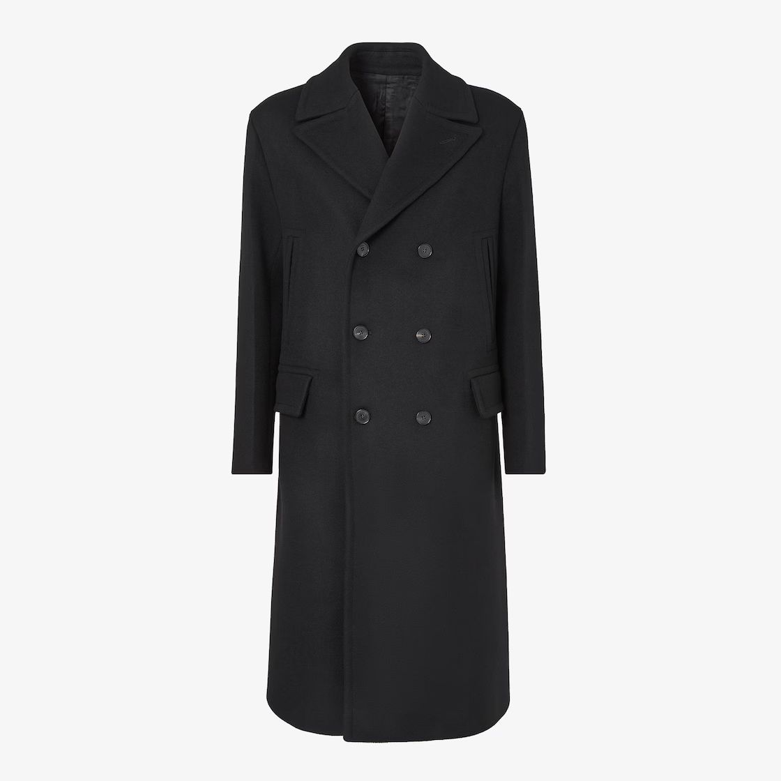MANTEAU NOIR EN LAINE ET ANGORA