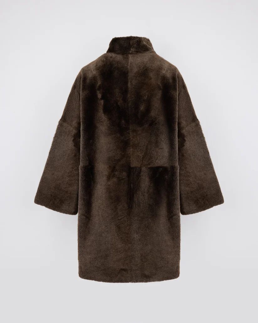 MANTEAU AMPLE PEAU LAINÉE D'AGNEAU RÉVERSIBLE