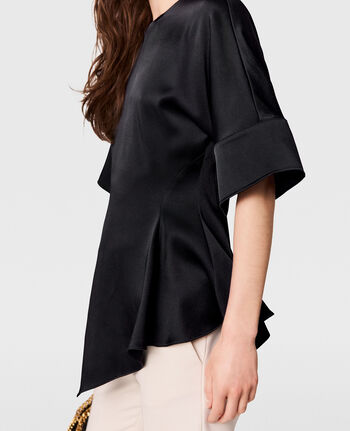 ROBE EN SATIN À MANCHES MOUCHOIR