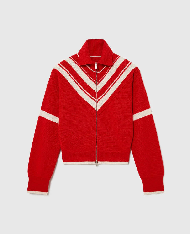VESTE ZIPÉE EN MAILLE AVEC COL
