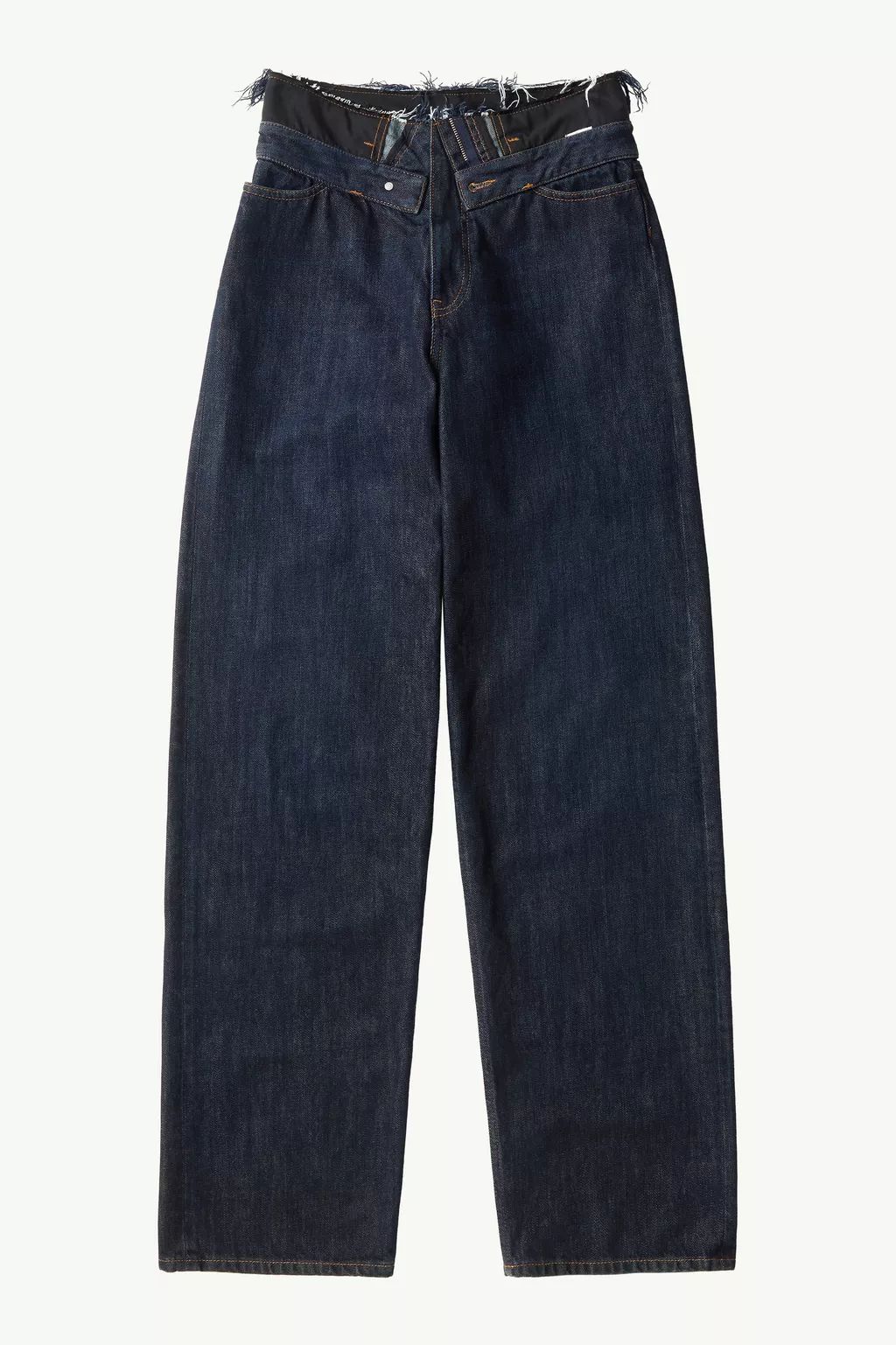JEAN À DENIM AVEC TAILLE EFFILOCHÉE